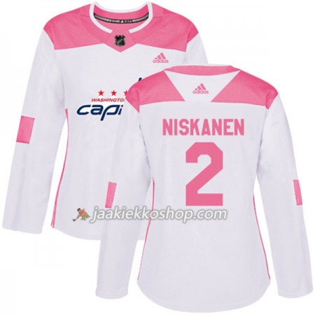 Nainen NHL Washington Capitals Pelipaita Matt Niskanen 2 Adidas 2017-2018 Valkoinen Vaaleanpunainen Fashion Authentic